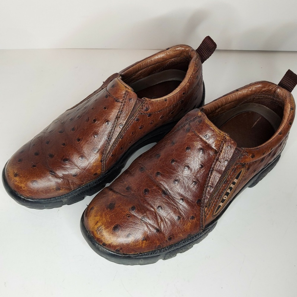 Roper Performance Brown Faux Ostrich Slip On Western Shoes 21-601-351 Womens 6